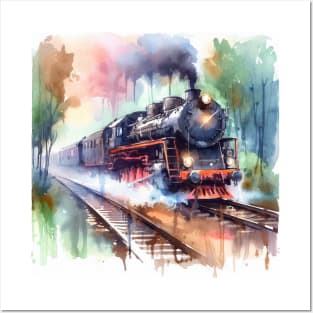 Fantasy illustration of a train barreling down the tracks Posters and Art